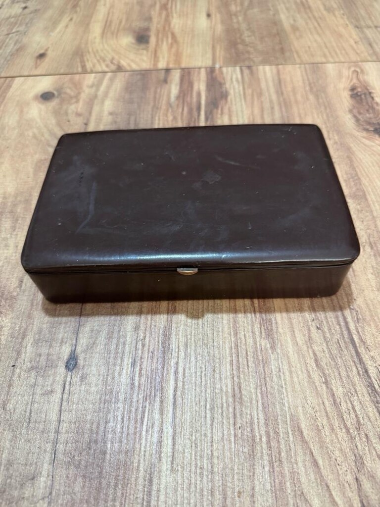 Vintage Deri Kaplama Bölmeli Saklama Kutusu Dışı deri kaplama, - 3