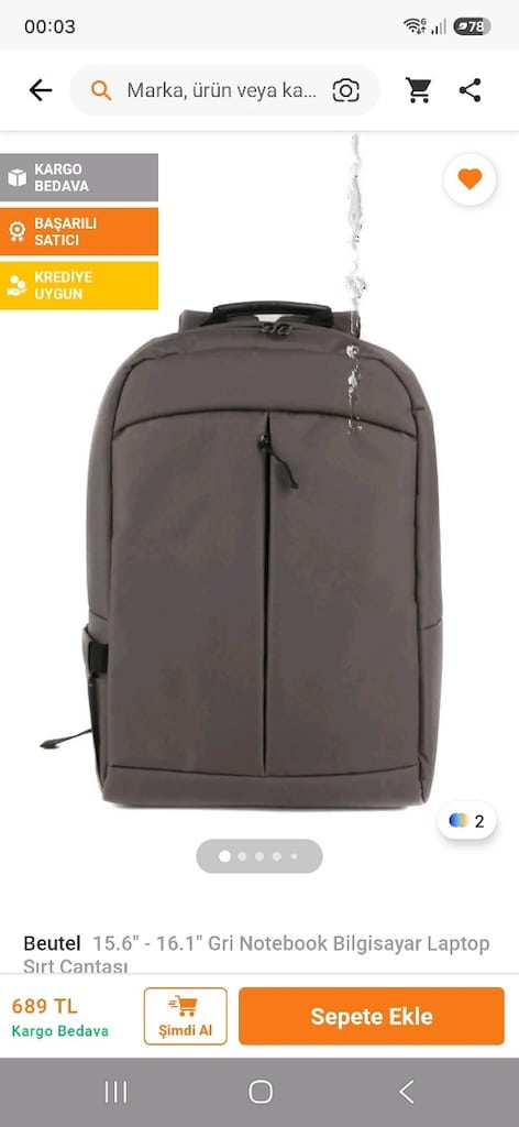 Beutel Notebook Bilgisayar Laptop Sırt Çantası - Gri - 2