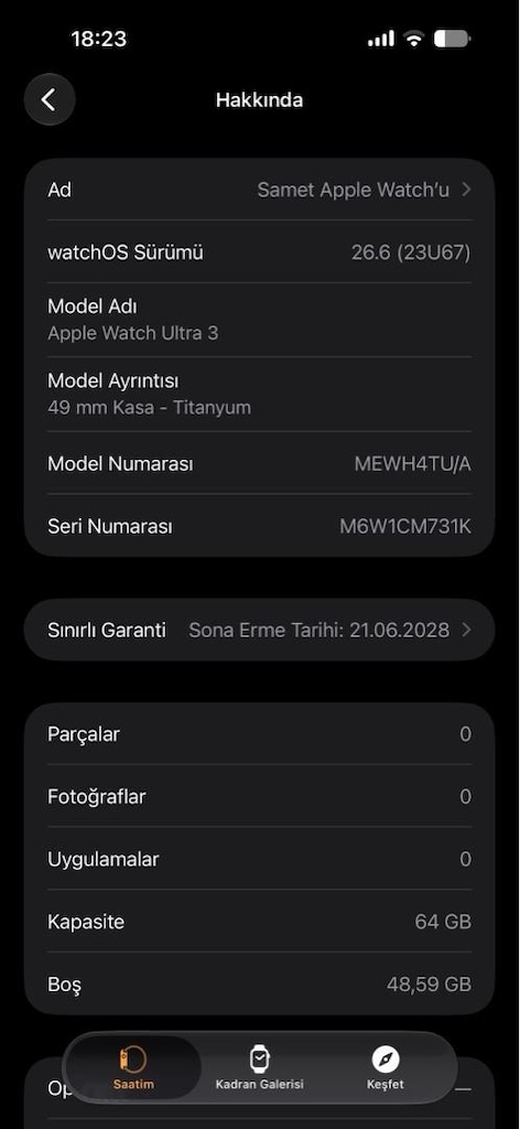 Apple Watch Ultra 3 23ay Apple Türkiye Garantili pil 100 - 2