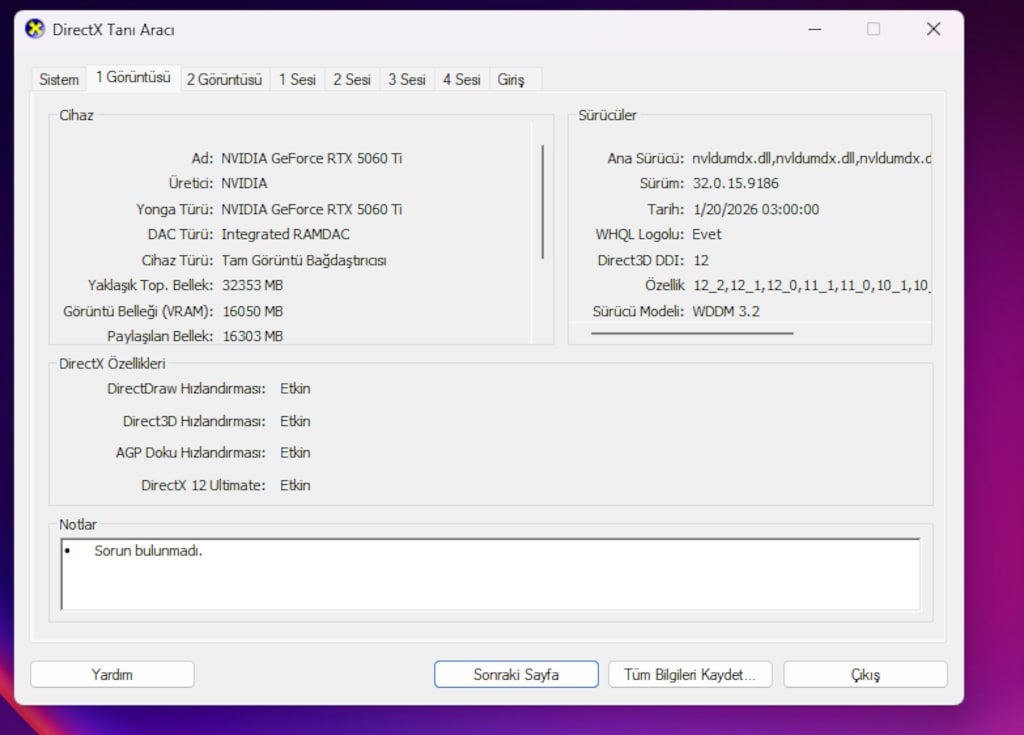 ASUS PRİME RTX 5060Tİ 16 GB - İNTEL İ5 14400F İŞLEMCİ 32GB RM 1 TB SSD