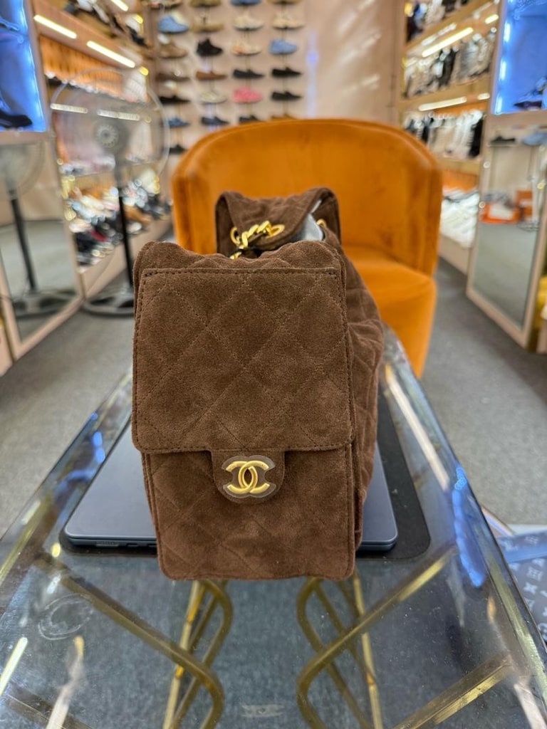 Chanel Kahve Süet Kapitone Omuz Çantası - 3