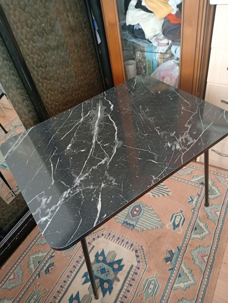 siyah mermer desenli masa 80 cm x 60 cm - 3