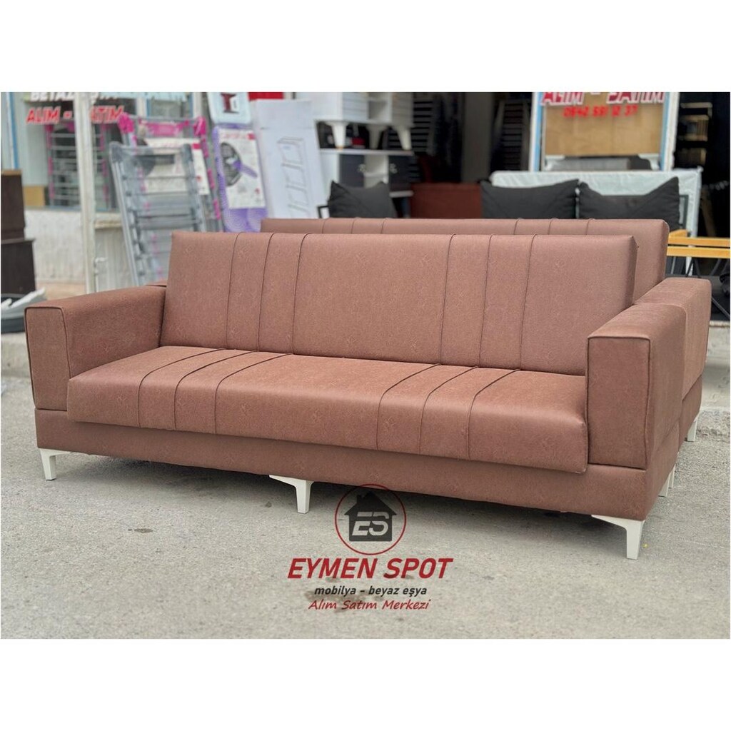 Sıfır Profil İskelet, Süngerli, Silinebilir Kumaş 2 Adet Kanepe - 3