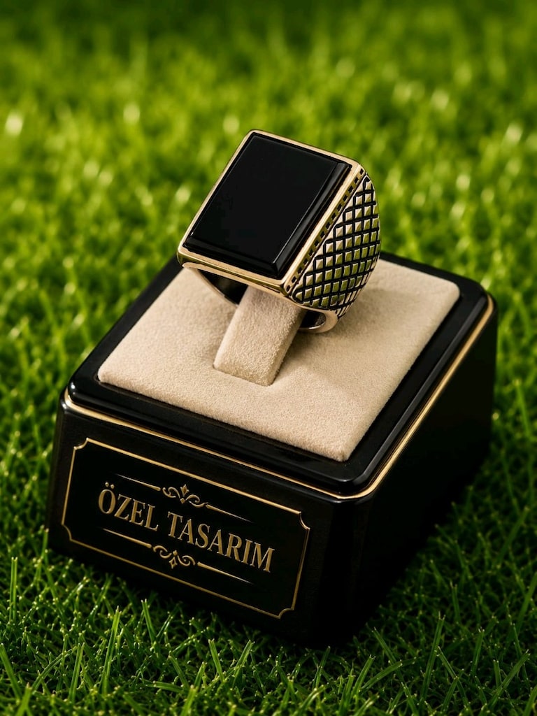Oltu Taşlı 925 Ayar Gümüş Yüzük - 5