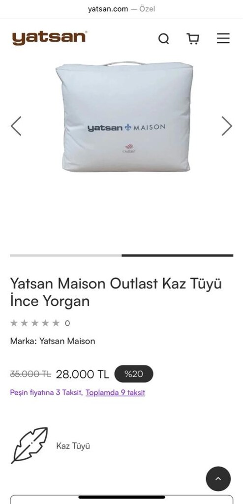 SIFIR, Yatsan Maison Kaz Tüyü Çift Kişilik Yorgan - 2