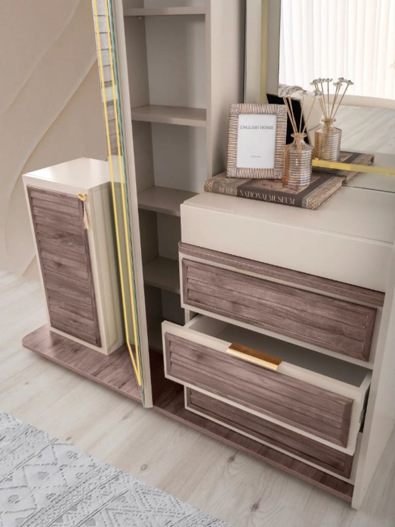 Sıfır , %100 MDF , Panjur kapaklı Gardırop ,6 kapaklı- Kumbeji , Ceviz - 15