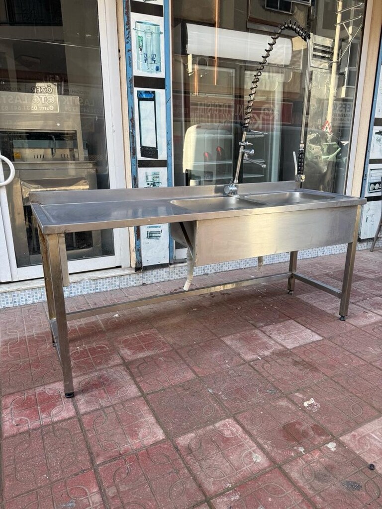 krom tezgah evyeli krom tezgah çift evyeli krom tezgah makine girişli - 10