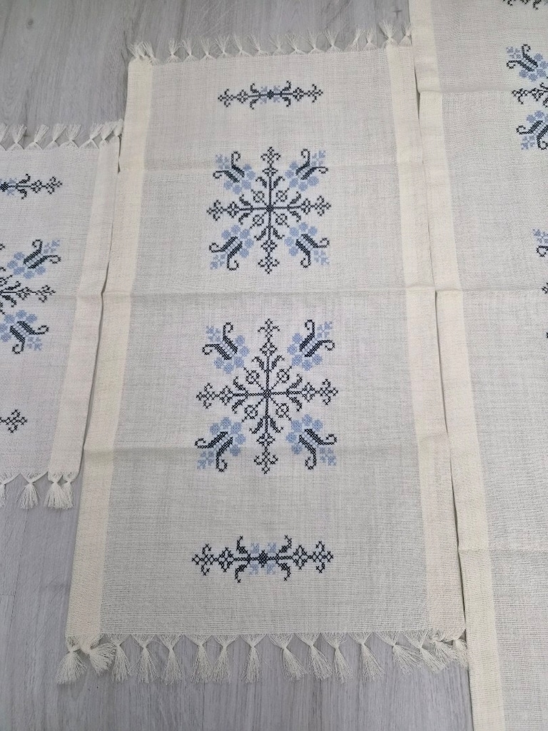 Linen kumaş el işi etamin salon takımı - 5