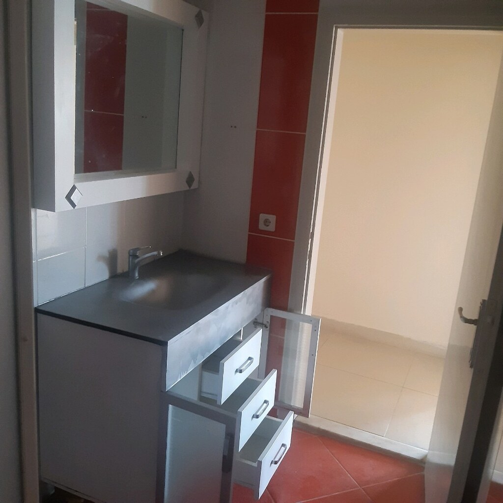 100x55x84cm alt dolap ve 62×100×9 cm aynali ust Banyo lavabo dolabi - 6