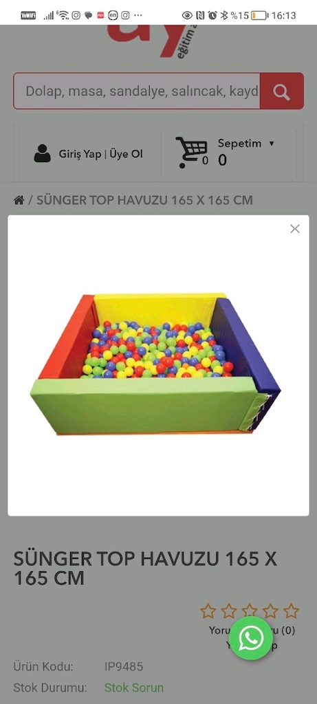Çok Temiz Renkli Sünger Top Havuzu – 180×180×50 cm – 2. El - 2