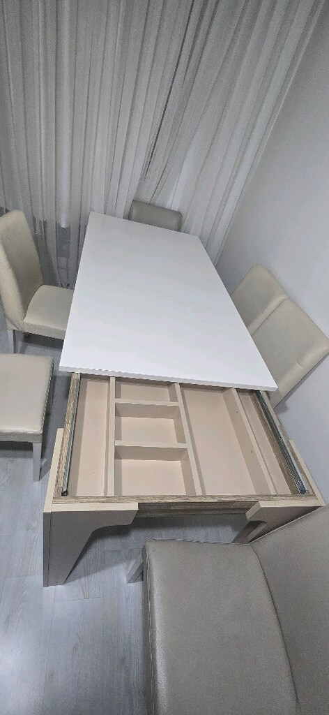 Şık Tasarımıyla Açılır Yemek Masası Takımı | 6 Sandalyeli | Bazalı - 6