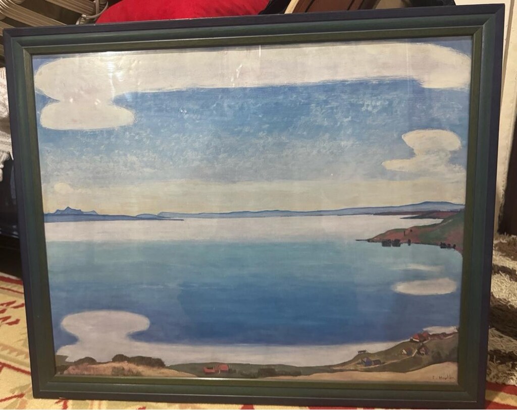 Deniz ve kıyı manzarası temalı, alt köşesinde İsviçreli Ünlü Ressam - 2