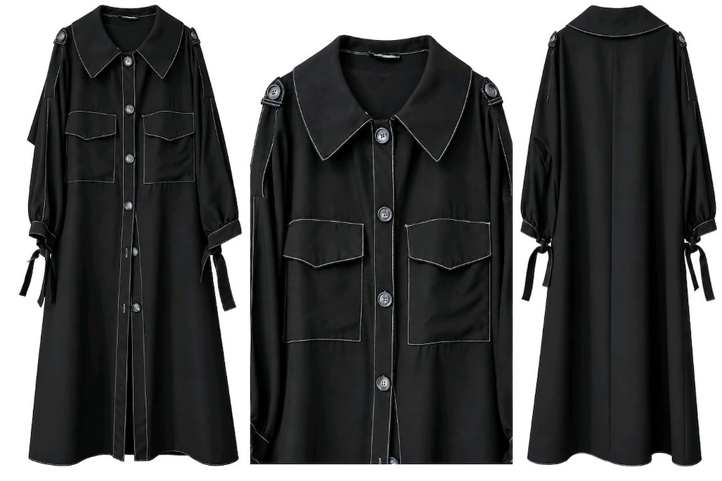 Siyah Oversize Uzun Trençkot - Sister's Store - 4