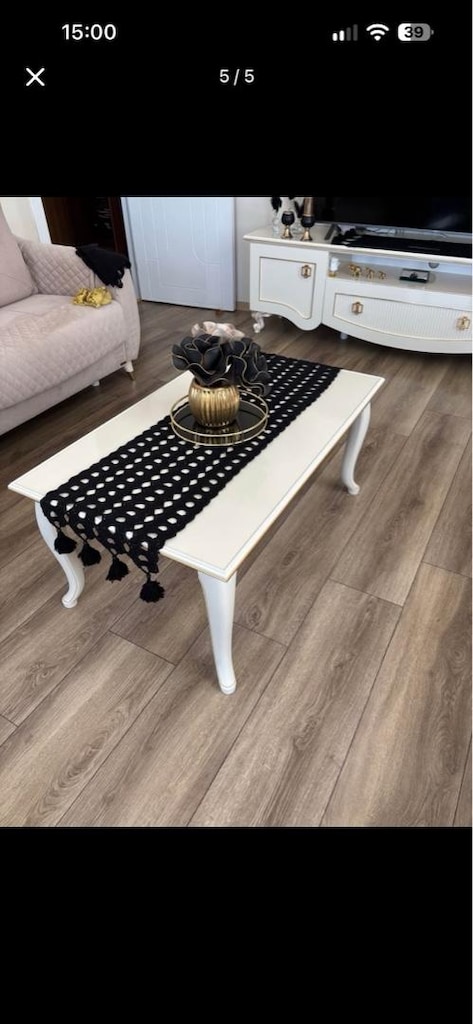 sıfır garantili gold detaylı orta sehpa ve ünite - 5