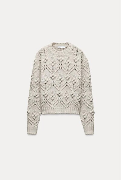 Zara ponponlu listing düğümlü kazak