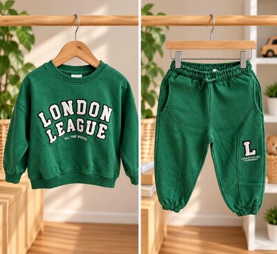 Zara Kids 4 Yaş 104 cm Yeşil Sweatshirt & Eşofman Takımı