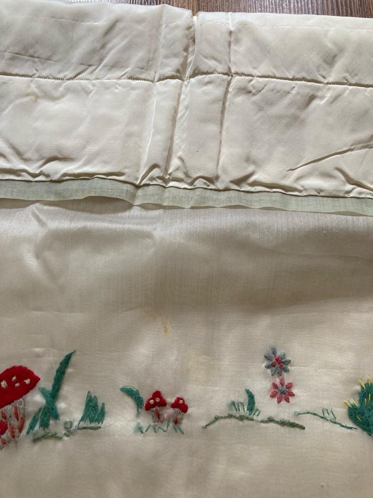 Antika bebek beşiği örtüsü ve yastık kılıfı - 9