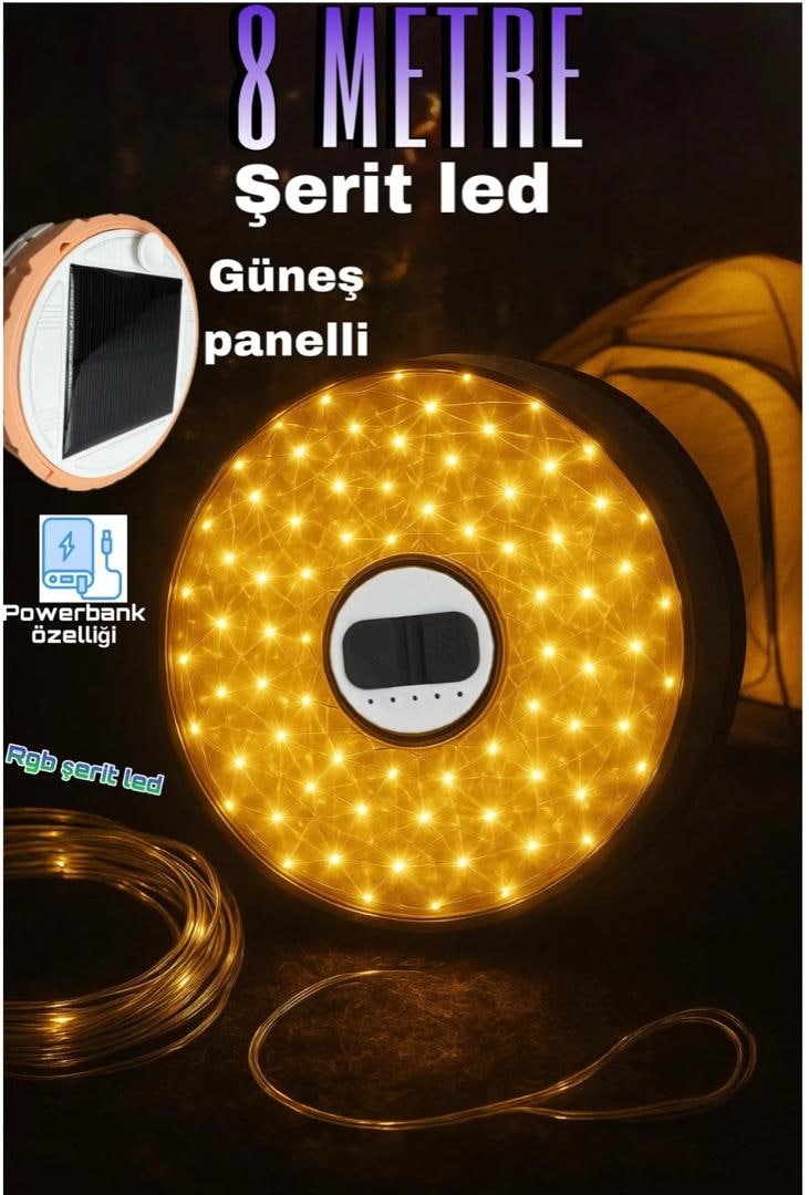 Şarjlı 8m Şeritli solar led zincir powerbanklı - 2