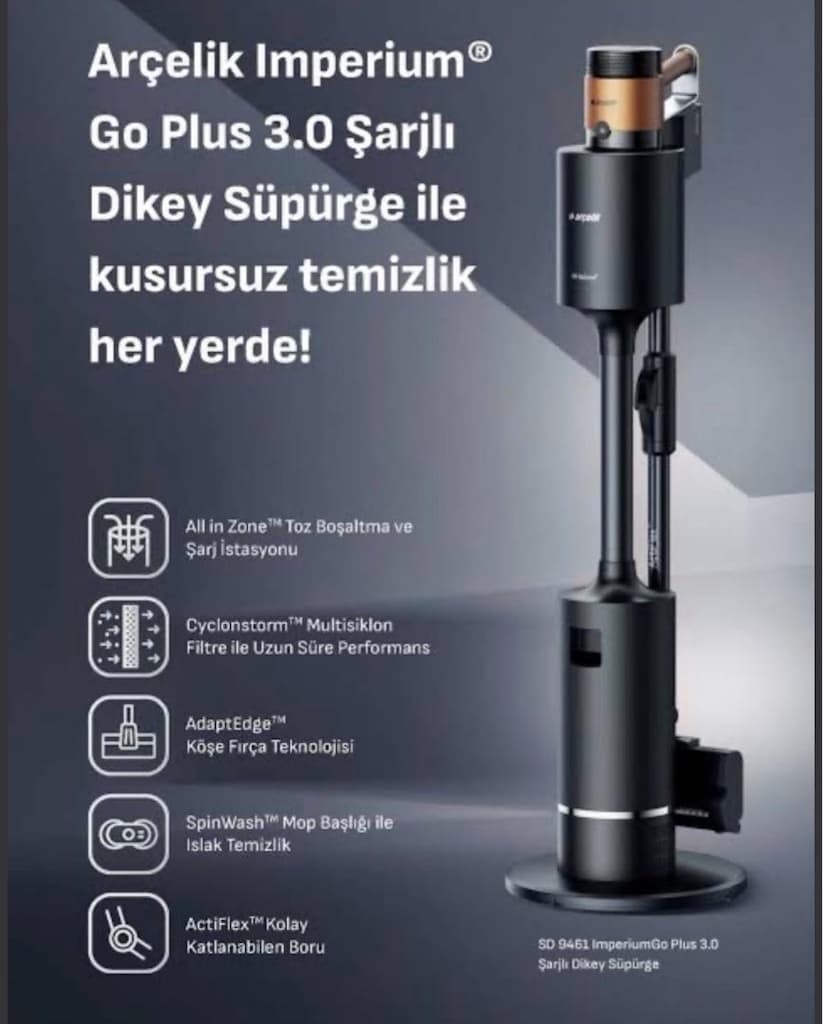 Arçelik Imperium Go Plus 3.0 Sd 9461 Şarjlı Dikey Süpürge - 13