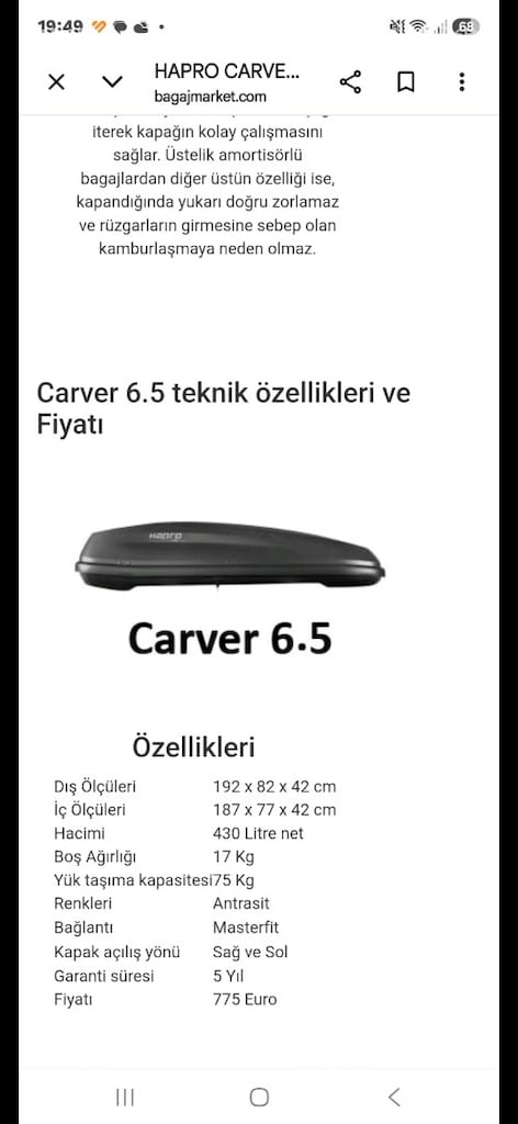 BAGAJ PORT CARVER 6.5