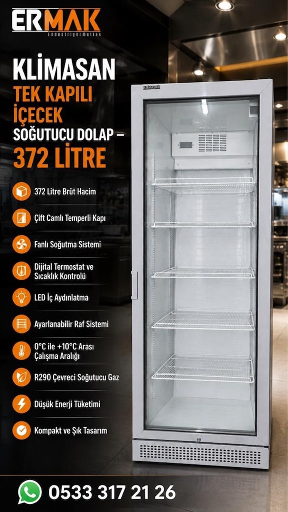 KLİMASAN TEK KAPILI İÇECEK SOĞUTUCU DOLAP – 372 LİTRE - 4