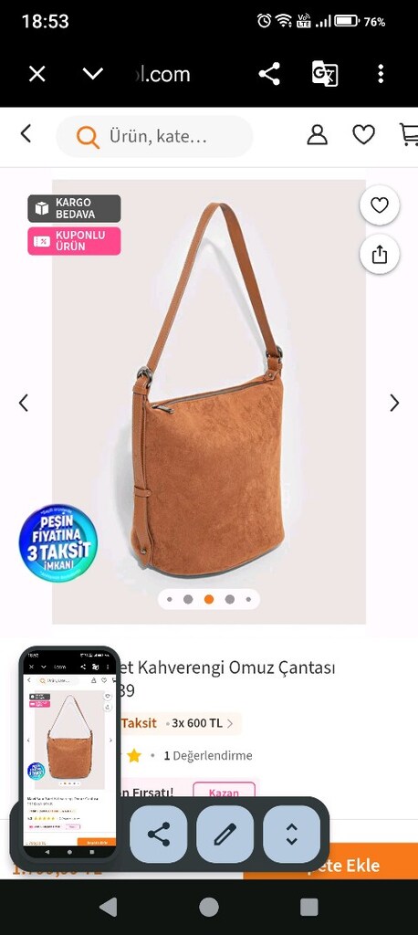 MAVİ SÜET ÇANTA - 7