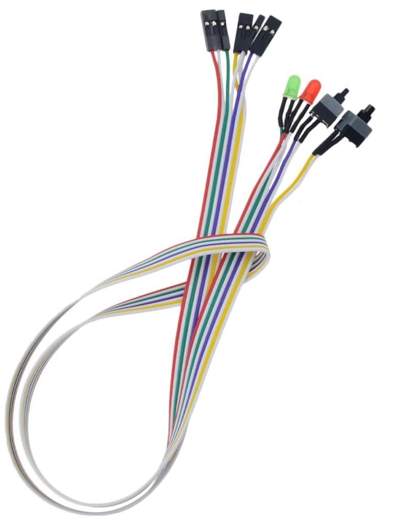 65 cm Anakart LED Işıklı Power & Reset Açma Kapama Buton Tetik Kablosu - 3