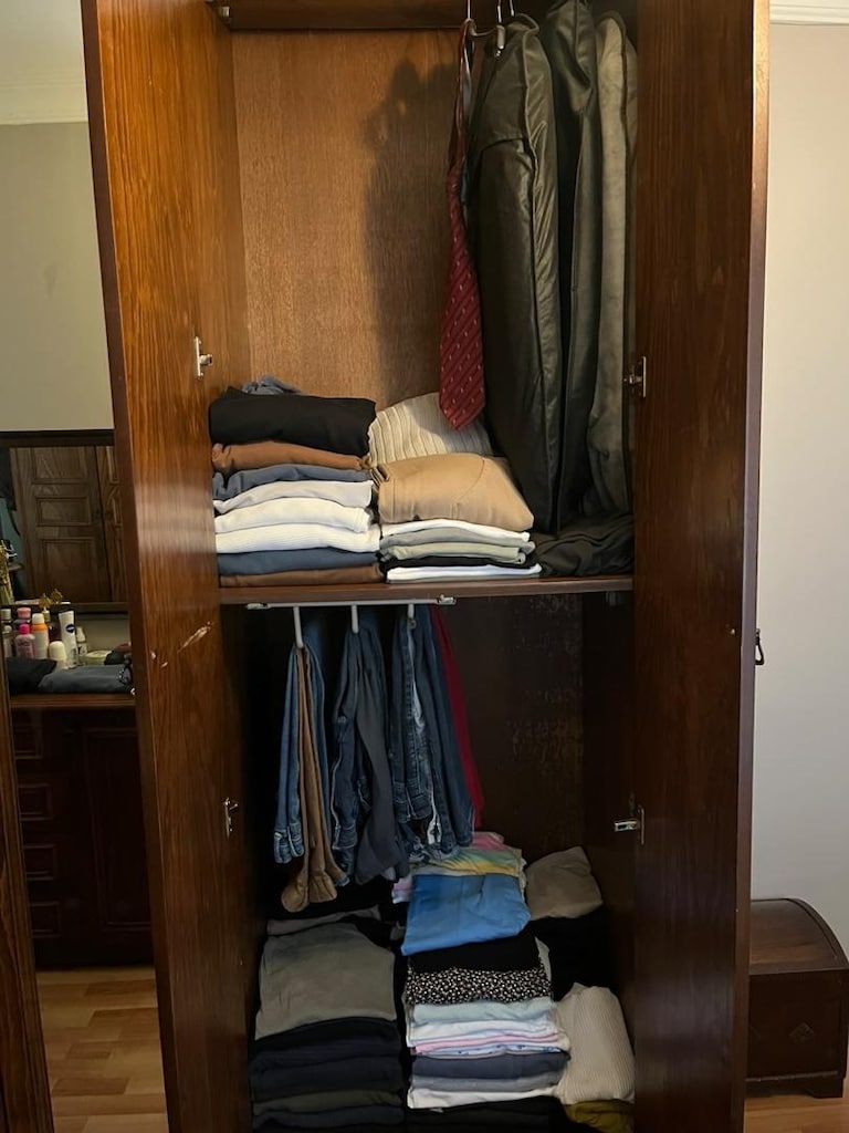 6 kapılı gizli çekmeceli çok kullanışlı ceviz kaplamalı gardrop MDF - 8