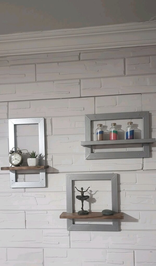 3 lü set halinde el yapımı ahşap boyalı boyasız yakma dekoratif raflar - 5