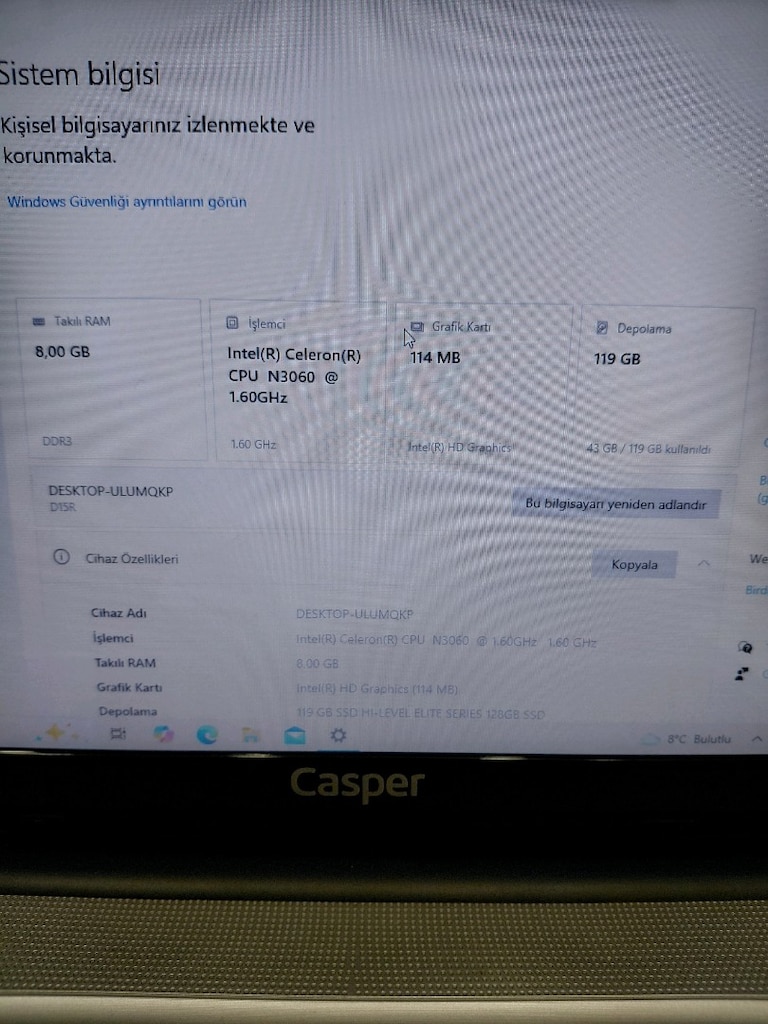 CASPER C300 15.6 İNÇ SSDLİ LAPTOP! - 8