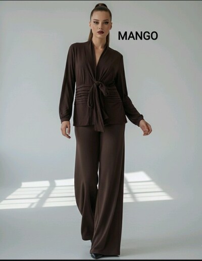 MANGO kahverengi bluz M L viskone