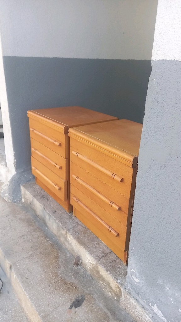 Meşe kaplama 2 adet sifonyer komidin - 2