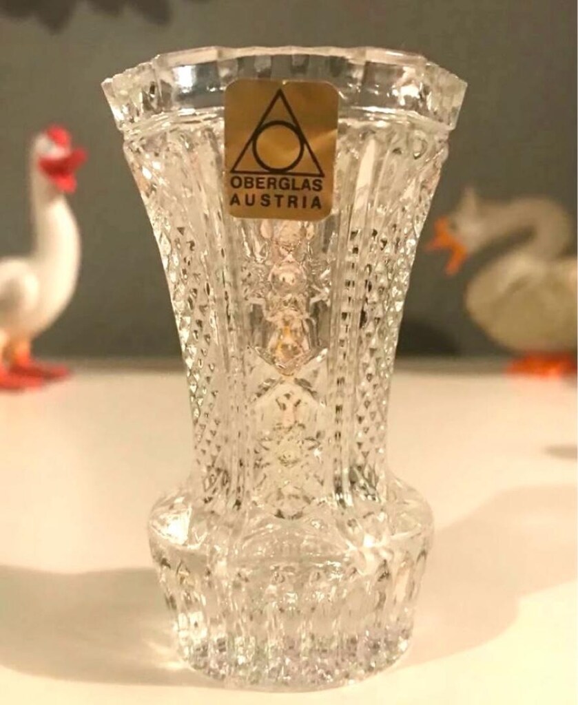 AVUSTURYA ETİKETİ ÜZERİNDE MİNYATÜR KRİSTAL VAZO - 3