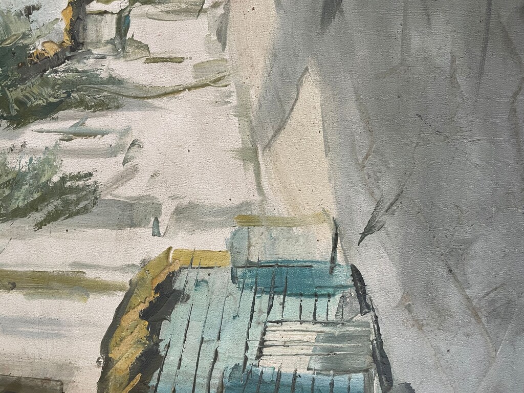 E. Uz İmzalı Büyük Boy Antika Yağlıboya Tablo (81x61 cm) - 4