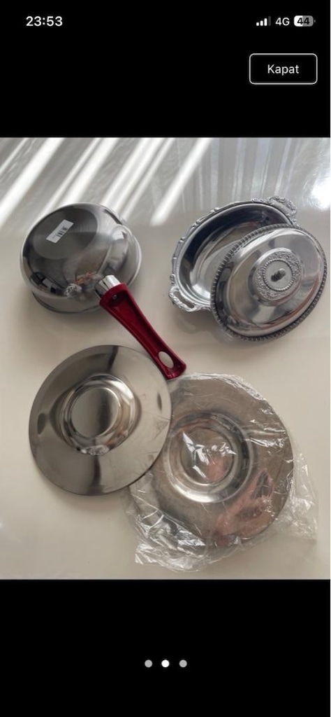 Bir koli mutfak eşyaları 4 adet tava 6 adet su bardağı 6 adet kahve fi - 4