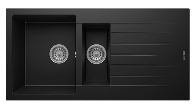 RealStone P005 Troya 100 1.5 Gözlü Damlalıklı Granit Eviye Siyah