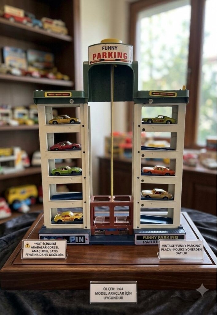 Vintage "Funny Parking" 1:64 Die-Cast Araç Sergileme Standı / Vitrini - 2