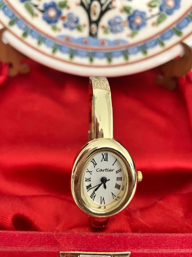 Cartier beyaz Kadranlı Gold Kelepçe Kadın Saat - 2