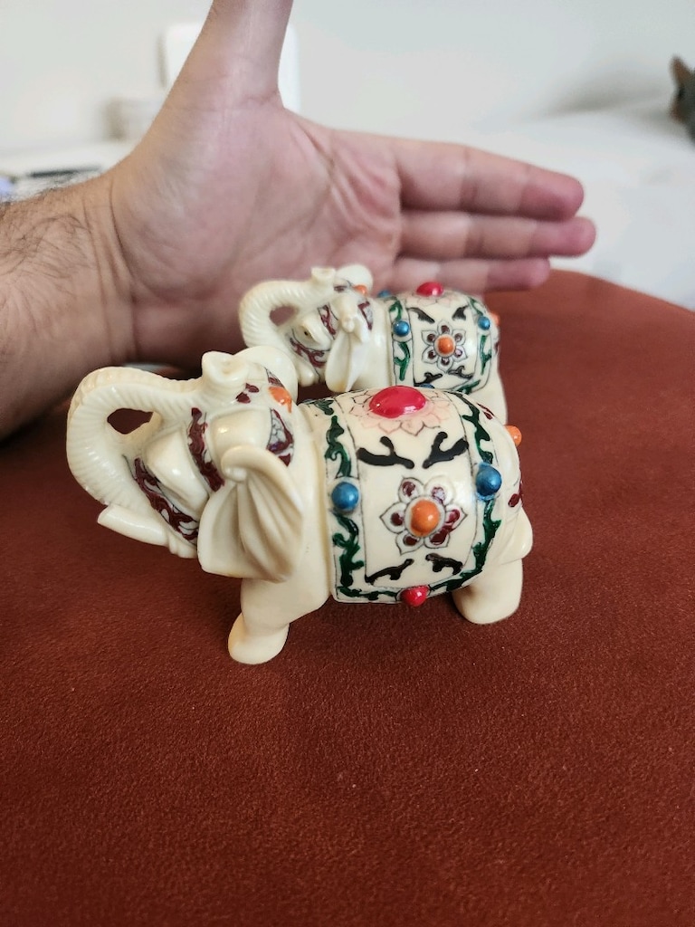 Renkli Desenli Fil Figürü Dekor Seti - 3