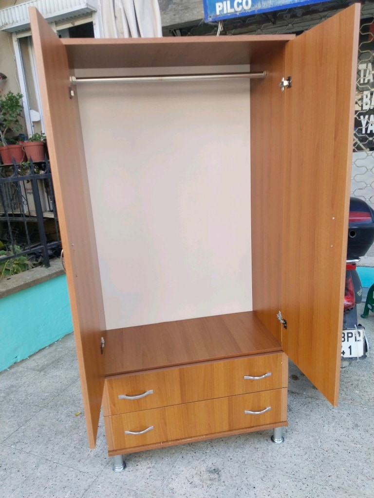 elbise dolabı 2 kapaklı çift çekmeceli buca heykel - 7