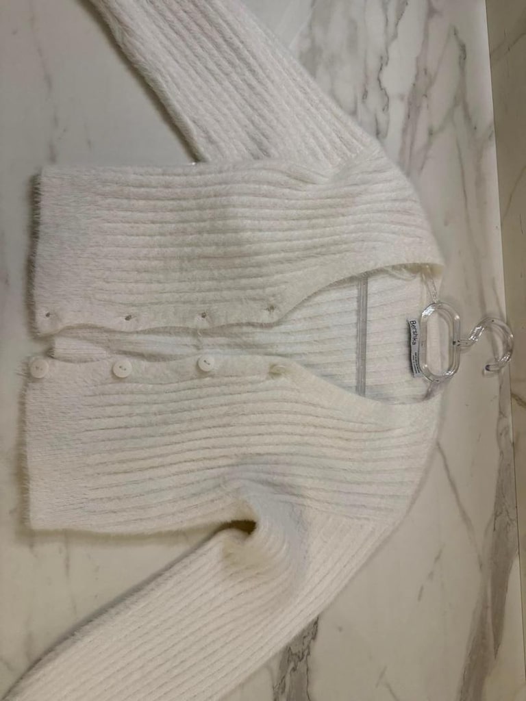 Bershka Beyaz Yumuşak Triko Hırka - 2