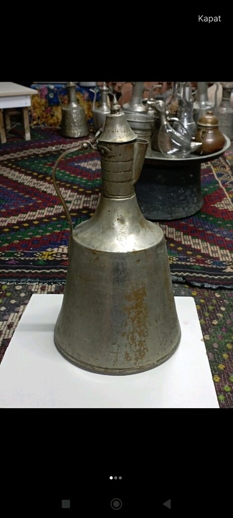 ay Yıldız işlemeli antika bakır güğüm - 2