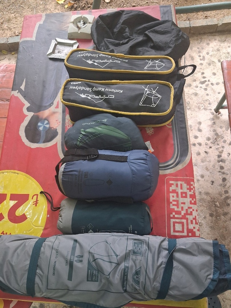 kamp seti , çadır şişme yatak uyku tulumu hamak sandalye çanta - 7
