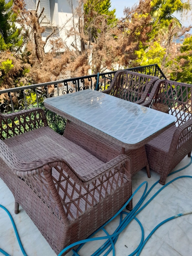 bambu balkon masa sandalye - 2