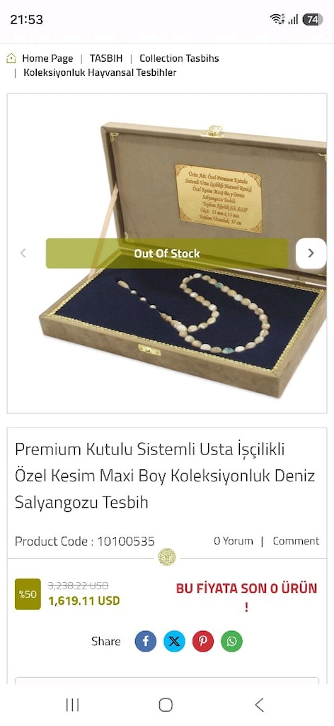 orjinal deniz salyangozu tesbih - 6