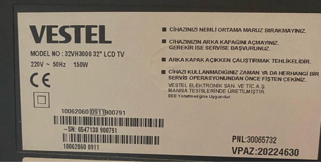VESTEL 32” LCD TV + ORİJİNAL KUMANDA - 6