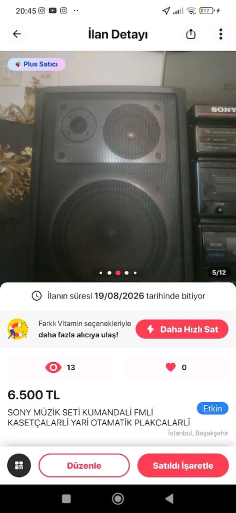 SONY SET FMLİ KASETÇALARLİ EKOLAYZERLİ PLAKCALARLİ KUMANDALI FAAL. - 3