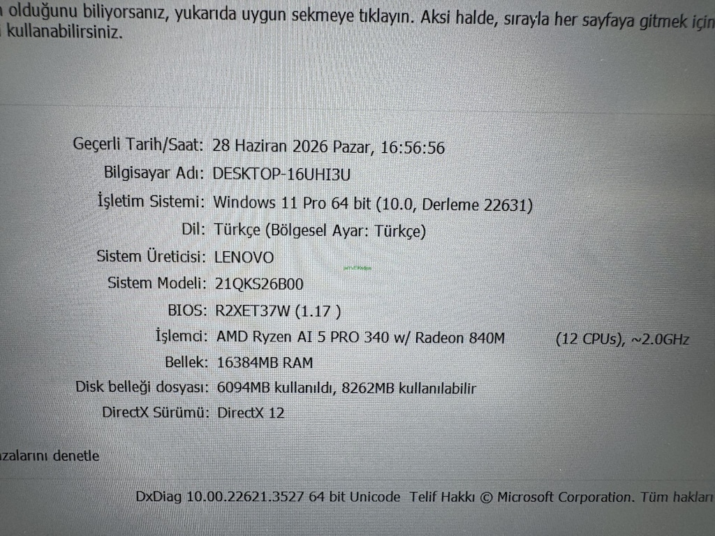THİNKPAD T14 RYZEN AI 5 PRO İŞLEMCİ 16 GB RAM 512 NVME - 7