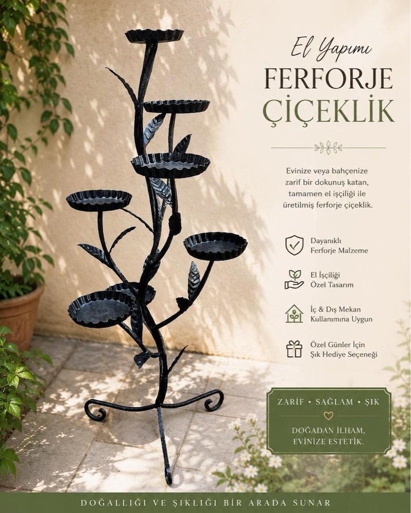 Ferforje demir çiçeklik - 3