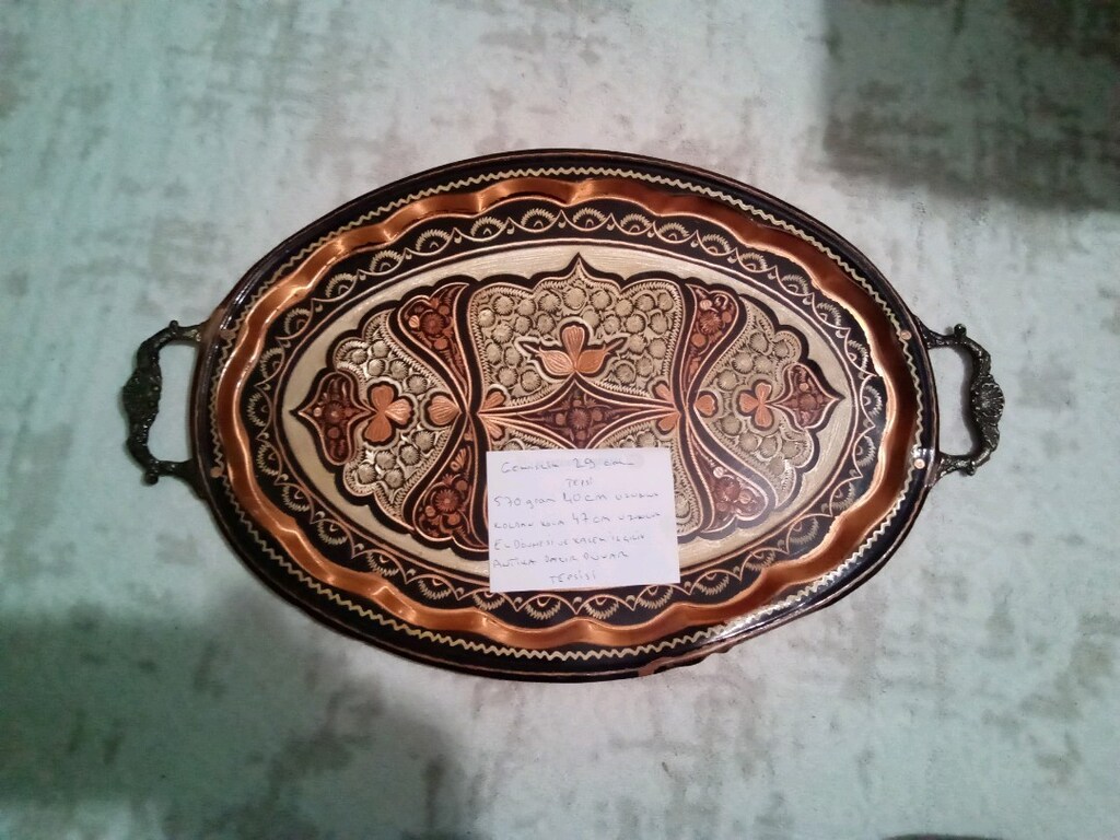 EL DÖVMESİ ve KALEM İŞÇİLİK BAKIR DUVAR TEPSİSİ - 8